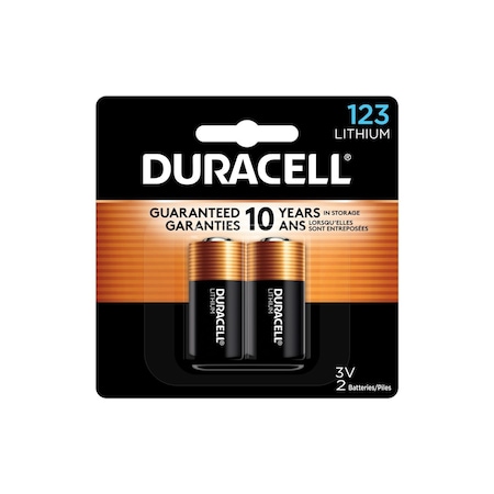 Duracell DL123AB2PK, Specialty Battery, DL123A, 3.3 V, Lithium, 2PK 41333-66192